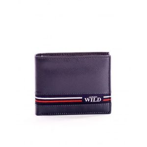 Pánska tmavomodrá kožená peňaženka s textilným modulom vyobraziť