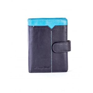 Čierna kožená peňaženka s modrou vložkou vyobraziť