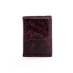 Hnedá kožená peňaženka s vyrazeným logom vyobraziť