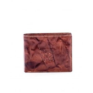 Hnedá pánska peňaženka s reliéfnym nápisom vyobraziť