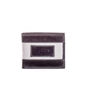 Čierna kožená pánska peňaženka s textilným modulom vyobraziť
