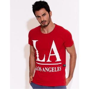Pánske červené tričko LOS ANGELES vyobraziť