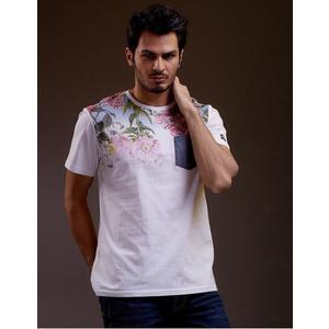 Biele pánske kvetinové tričko FUNK N SOUL vyobraziť