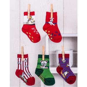 Sada 5 detských protišmykových ponožiek s farebnými veselými potlačami vyobraziť