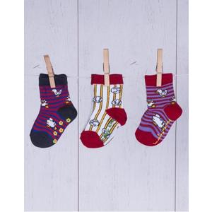 Pruhovaná sada detských ponožiek s potlačou - 3 balenia vyobraziť