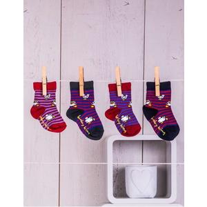 Sada 4 párov detských protišmykových ponožiek s farebnými potlačami vyobraziť