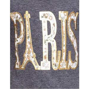Tmavosivá bavlnená dievčenská blúzka s nápisom PARIS vyobraziť