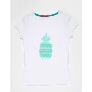 Biele dievčenské tričko s tyrkysovým ananásom vyobraziť