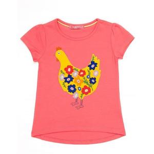 Tmavoružové dievčenské tričko s aplikáciou kurčaťa vyobraziť