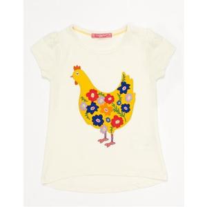 Dievčenské tričko ecru s aplikáciou kurčaťa vyobraziť