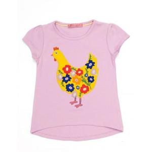 Fialové dievčenské tričko s aplikáciou kurčaťa vyobraziť
