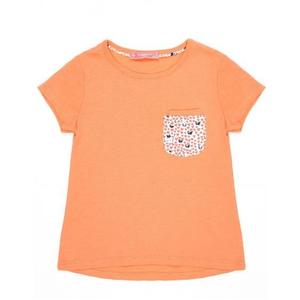 Oranžové tričko pre dievčatá s vreckom vyobraziť