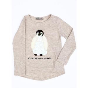 Béžové tričko s tučniakom pre dievčatá vyobraziť