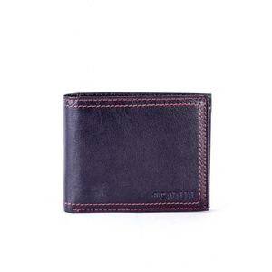 Čierna kožená pánska peňaženka s elegantným červeným lemovaním vyobraziť