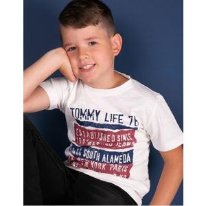 TOMMY LIFE Biele chlapčenské tričko vyobraziť