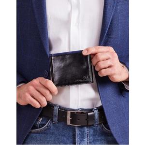 Čierna horizontálna otvorená pánska peňaženka s kobaltovou modrou vložkou vyobraziť
