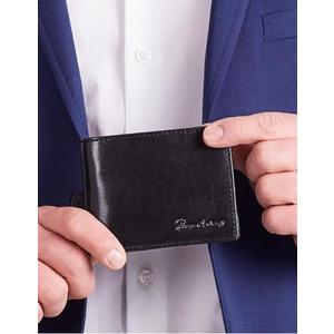 Čierna horizontálna pánska kožená peňaženka vyobraziť