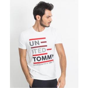 TOMMY LIFE Biele pánske tričko vyobraziť