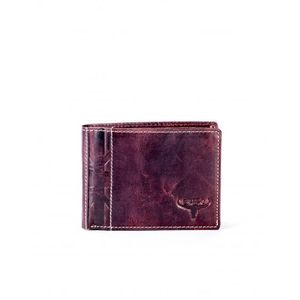 Hnedá pánska kožená peňaženka s vyrazeným emblémom vyobraziť