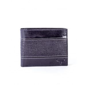 Pánska čierna kožená peňaženka s horizontálnym reliéfom vyobraziť