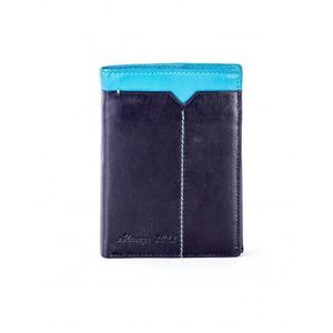 Čierna kožená peňaženka s modrou vložkou vyobraziť
