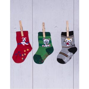 Detské ponožky s potlačou zvierat 3-pack multicolor vyobraziť