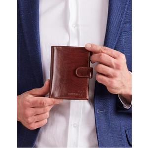 Pánska kožená peňaženka so zapínaním hnedá vyobraziť