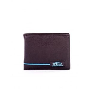 Čierna kožená peňaženka s modrými vložkami vyobraziť