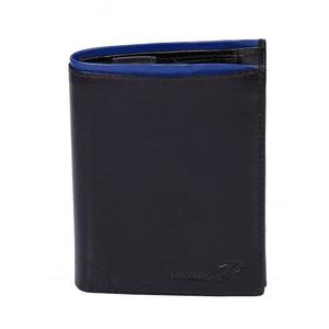 Čierna pánska kožená peňaženka s modrým lemovaním vyobraziť