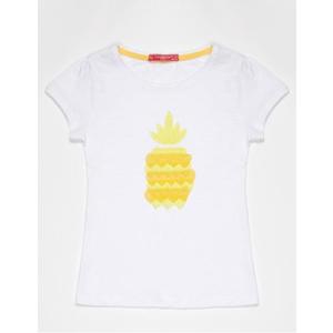Biele dievčenské tričko so žltým ananásom vyobraziť