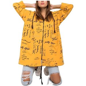žltá dámska mikina s nápismi vyobraziť