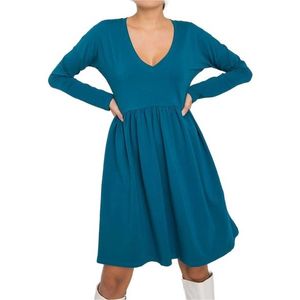 Modré dámske šaty s dlhými rukávmi vyobraziť