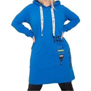 Modrá mikinová tunika s potlačou na šnúrkach kapucňa vyobraziť