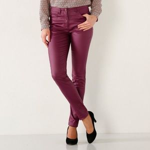 Koženkové nohavice úzkeho strihu purpurová 48 vyobraziť