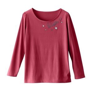 Pyžamové tričko s potlačou textu a dlhým ružová 46/48 vyobraziť