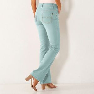 Strečové farebné bootcut džínsy svetlá tyrkysová 40 vyobraziť
