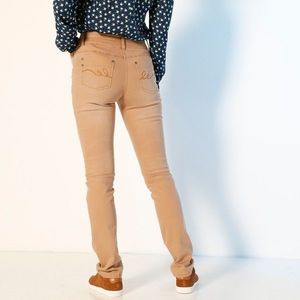 Rovné farebné džínsy karamelová 36 vyobraziť