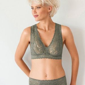 Podprsenka bralette s čipkou, bez kostíc khaki 38 vyobraziť