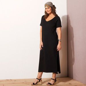Jednofarebné dlhé šaty čierna 42/44 vyobraziť