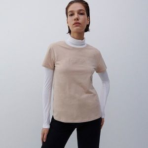 Reserved - Bavlnené tričko - Béžová vyobraziť