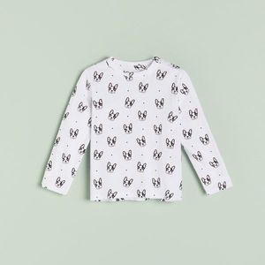 Reserved - Bavlnené tričko s potlačou s motívom psíkov - Biela vyobraziť