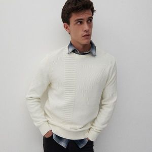 Reserved - Basic bavlnený sveter - Krémová vyobraziť
