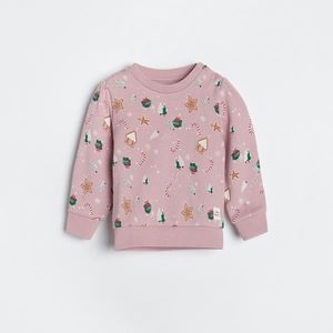 Reserved - Vzorovaná bavlnená mikina - Ružová vyobraziť