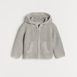 Reserved - Bavlnený sveter s kapucňou - Svetlošedá vyobraziť