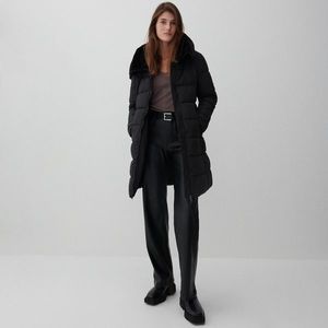 Reserved - Kabát s detailmi z umelej kožušiny - Čierna vyobraziť
