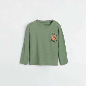 Reserved - Tričko s dlhými rukávmi a aplikáciou - Zelená vyobraziť