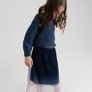 Reserved - Plisovaná sukňa s ombre efektom - Tmavomodrá vyobraziť