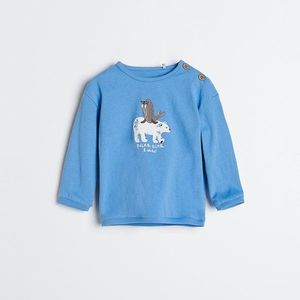 Reserved - Bavlnené tričko s potlačou - Modrá vyobraziť