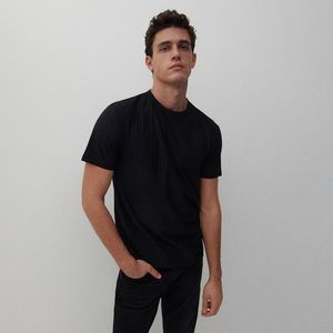 Reserved - Bavlnené prúžkované tričko - Čierna vyobraziť