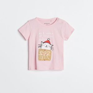 Reserved - Bavlnené tričko s potlačou a aplikáciou - Ružová vyobraziť